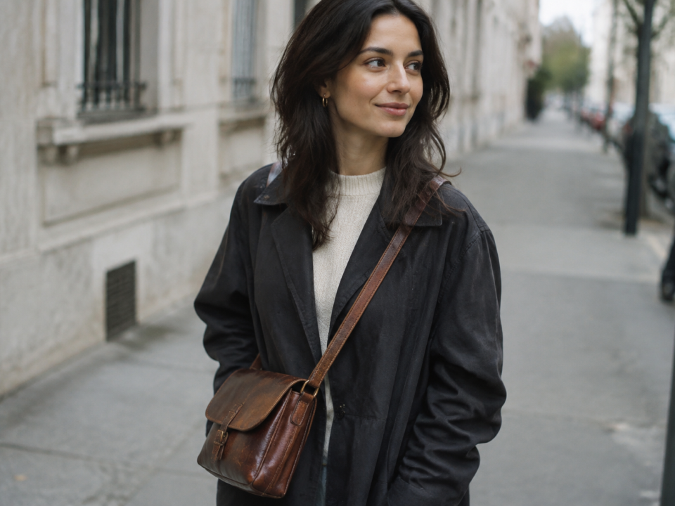 Sac en cuir porté en travers du corps